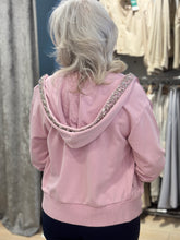 Pink Zip-Up Hoodie with Crystal Details