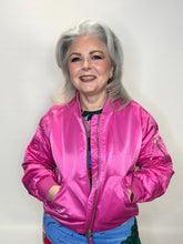 Satin Bomber Jacket - Cerise