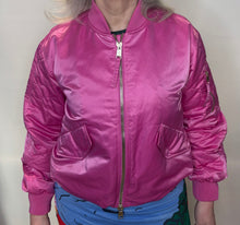 Satin Bomber Jacket - Cerise