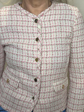 Pink Tweed Button-Front Jacket