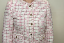 Pink Tweed Button-Front Jacket