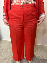 Red Linen Cropped Trousers