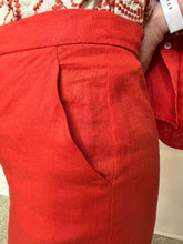 Red Linen Cropped Trousers
