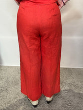 Red Linen Cropped Trousers