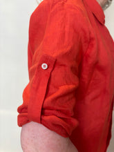 Red Linen Button-Up Shirt