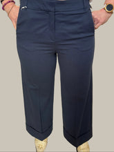 Navy Cropped Tailored Trousers