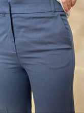 Navy Cropped Tailored Trousers