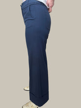 Navy Cropped Tailored Trousers