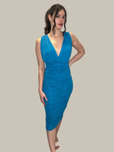 Ruched Midi Dress in Teal