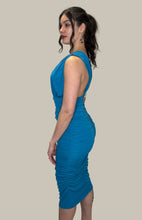 Ruched Midi Dress in Teal