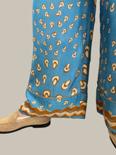 Blue Printed Wide Leg Trousers