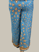 Blue Printed Wide Leg Trousers
