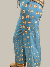 Blue Printed Wide Leg Trousers