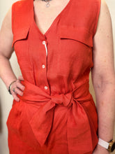 Red Tie Waist Jumpsuit