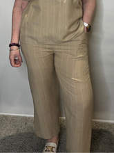 Beige Pinstripe Trousers