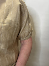Beige Pinstripe Short Sleeve Top
