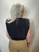 Sleeveless Top with Crystal Neckline - Faded Black