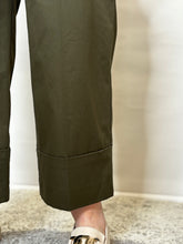 Khaki Tie Waist Cropped Trousers