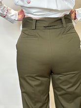 Khaki Tie Waist Cropped Trousers