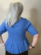 Textured Peplum Knit Top – Blue