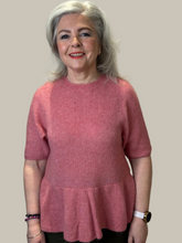 Textured Peplum Knit Top – Rose