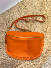 Orange Crossbody Bag with Woven Detail