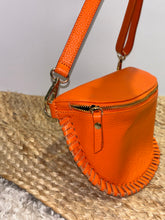 Orange Crossbody Bag with Woven Detail