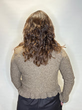Mocha Sequin Ruffle-Trim Cardigan
