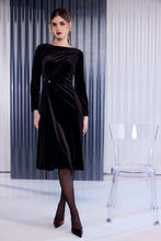 Dark Brown Velvet Midi Dress