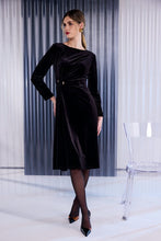 Dark Brown Velvet Midi Dress