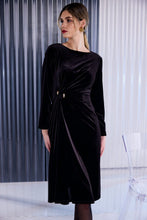 Dark Brown Velvet Midi Dress