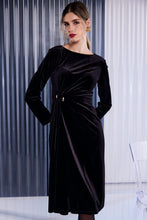 Dark Brown Velvet Midi Dress
