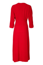 Red Wrap Front Midi Dress