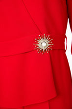 Red Embellished Waist Jumpsuit