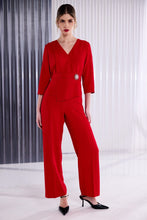 Red Embellished Waist Jumpsuit