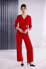 Red Embellished Waist Jumpsuit