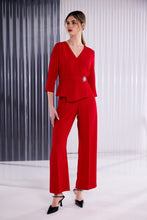 Red Embellished Waist Jumpsuit
