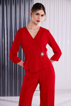 Red Embellished Waist Jumpsuit