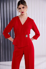 Red Embellished Waist Jumpsuit
