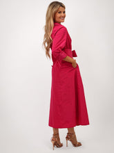 Pink Taffeta Belted Midi Dress