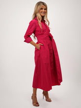 Pink Taffeta Belted Midi Dress