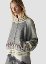 Rabbit Print Wool-Blend Zip-Up Bomber Cardigan