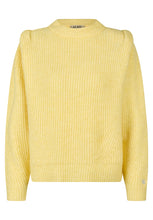 Yellow Ribbed Knit Puff Shoulder Sweater