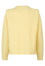 Yellow Ribbed Knit Puff Shoulder Sweater