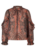 Western Print Ruffle Blouse
