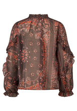 Western Print Ruffle Blouse