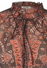 Western Print Ruffle Blouse