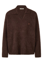 Chocolate Brown Collared Knit Jumper