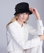 Flower Trim Cloche Hat - Black