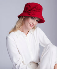 Flower Trim Cloche Hat - Red